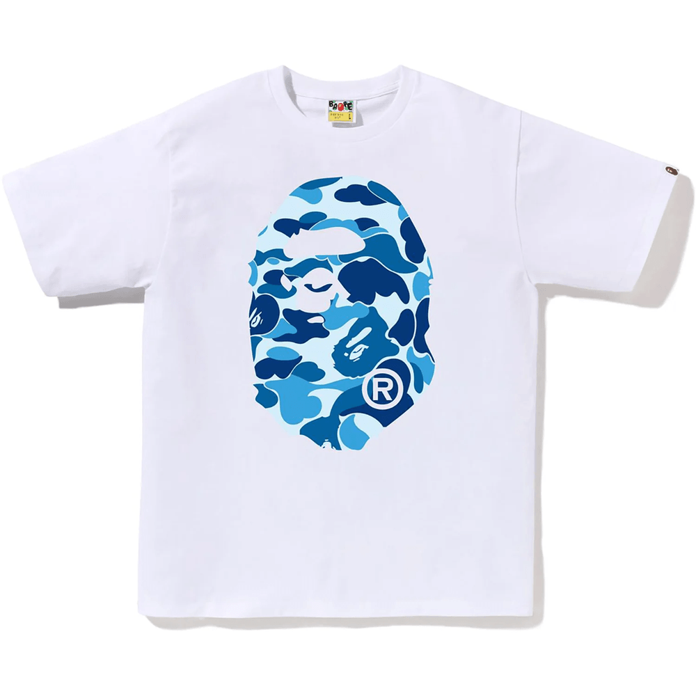 Bape ABC CAMO BIG APE HEAD TEE MENS White X Blue