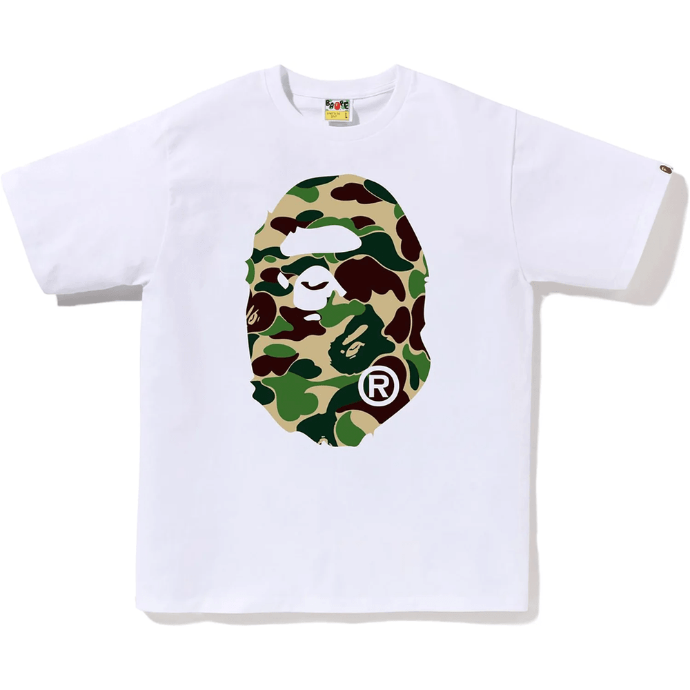 Bape ABC CAMO BIG APE HEAD TEE MENS White X Green