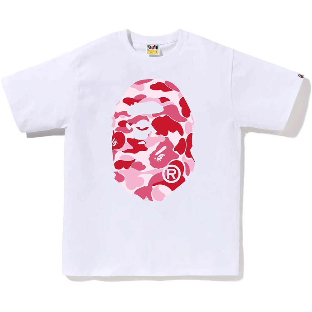Bape ABC CAMO BIG APE HEAD TEE MENS White X Pink