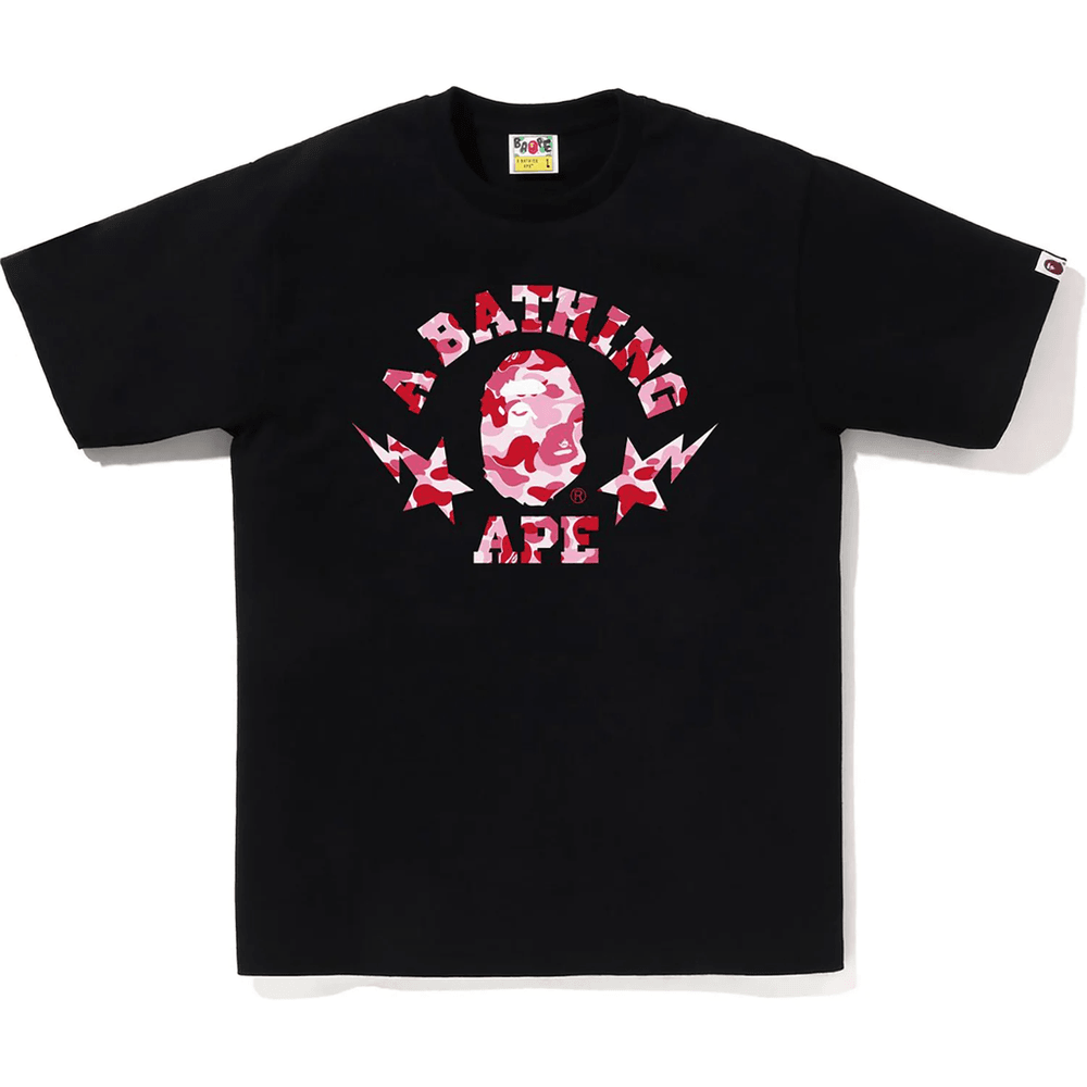Bape ABC CAMO STA COLLEGE TEE MENS Black X Pink