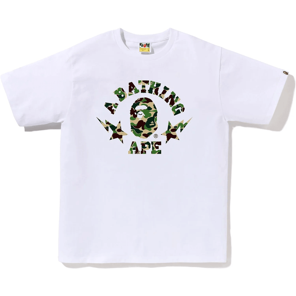 Bape ABC CAMO STA COLLEGE TEE MENS White X Green