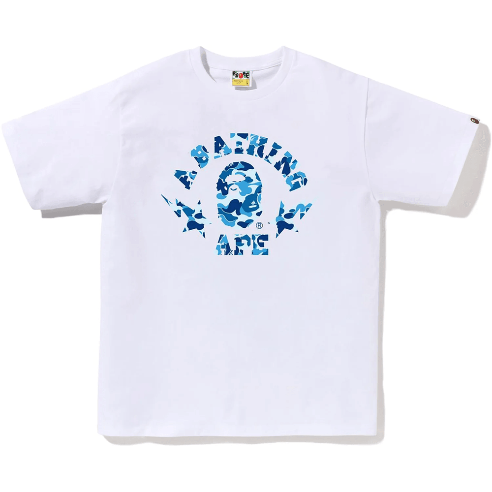 Bape ABC CAMO STA COLLEGE TEE MENS White X Blue