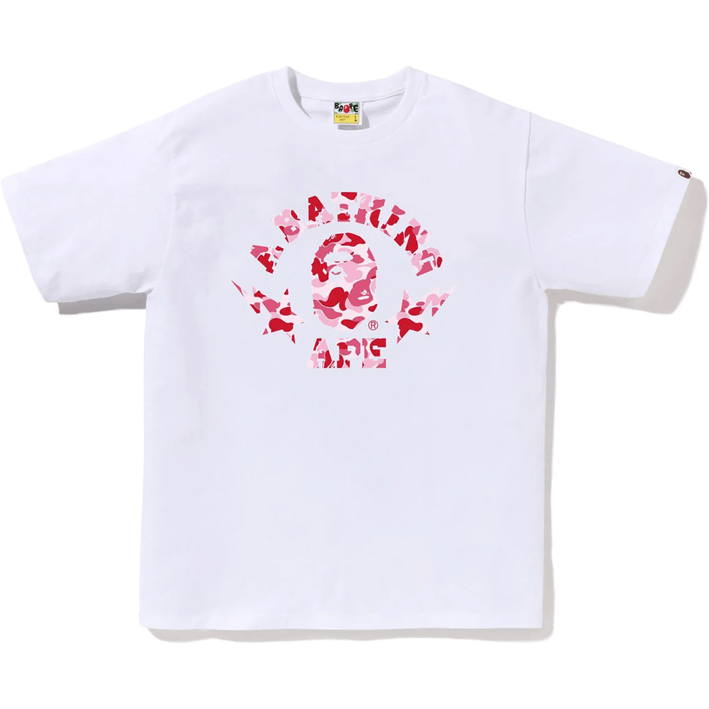 Bape ABC CAMO STA COLLEGE TEE MENS White X Pink