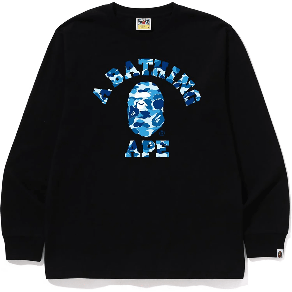 Bape ABC CAMO COLLEGE LS TEE MENS Black X Blue