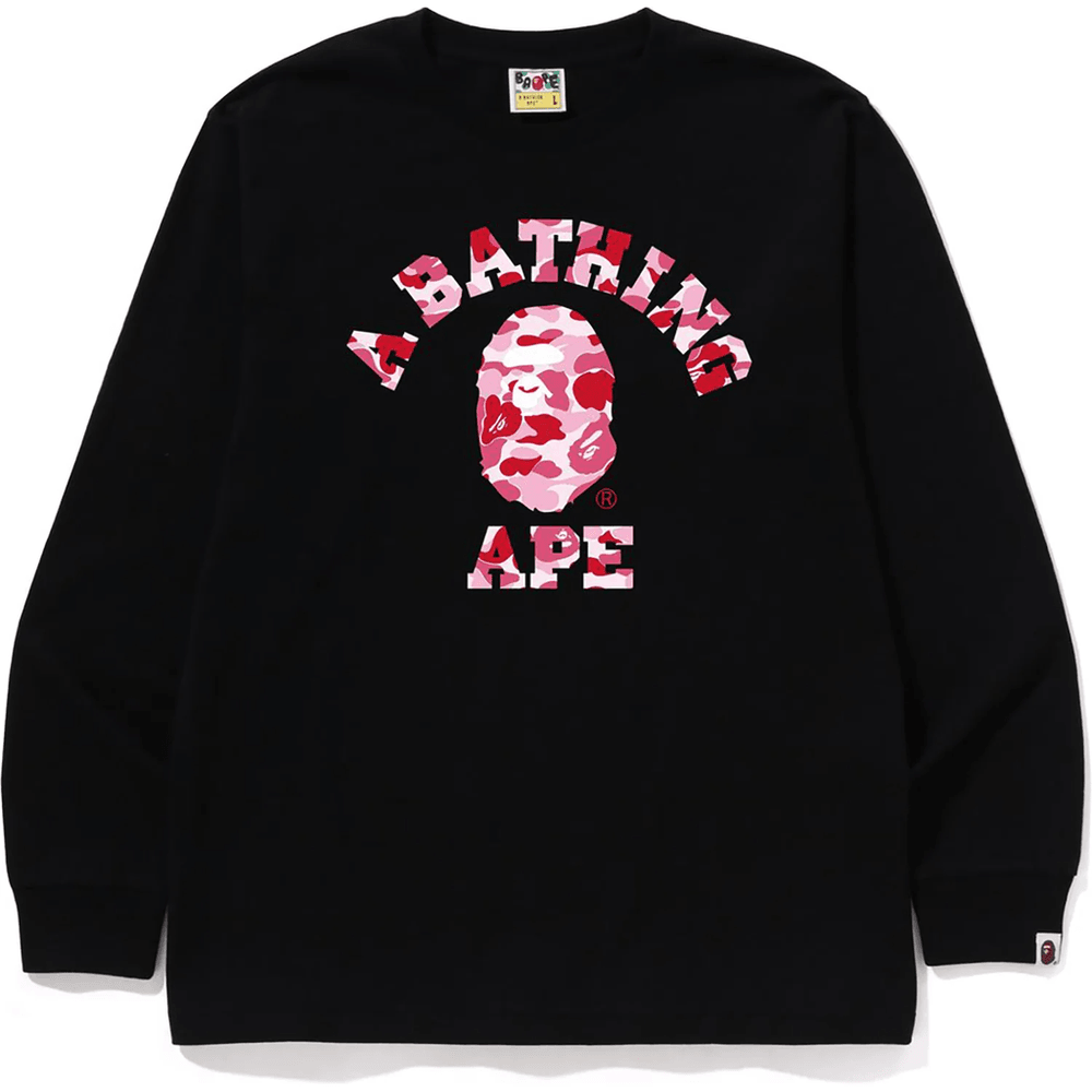 Bape ABC CAMO COLLEGE LS TEE MENS Black X Pink