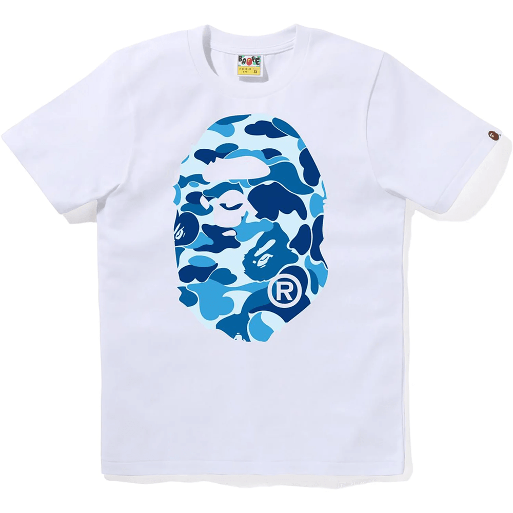 Bape ABC CAMO BIG APE HEAD TEE LADIES White X Blue