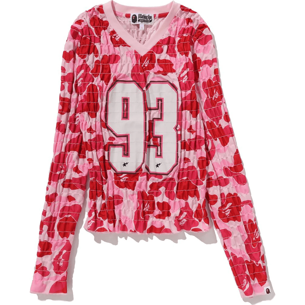 Bape Abc Camo Slim Fit Ls Tee ženska Roze