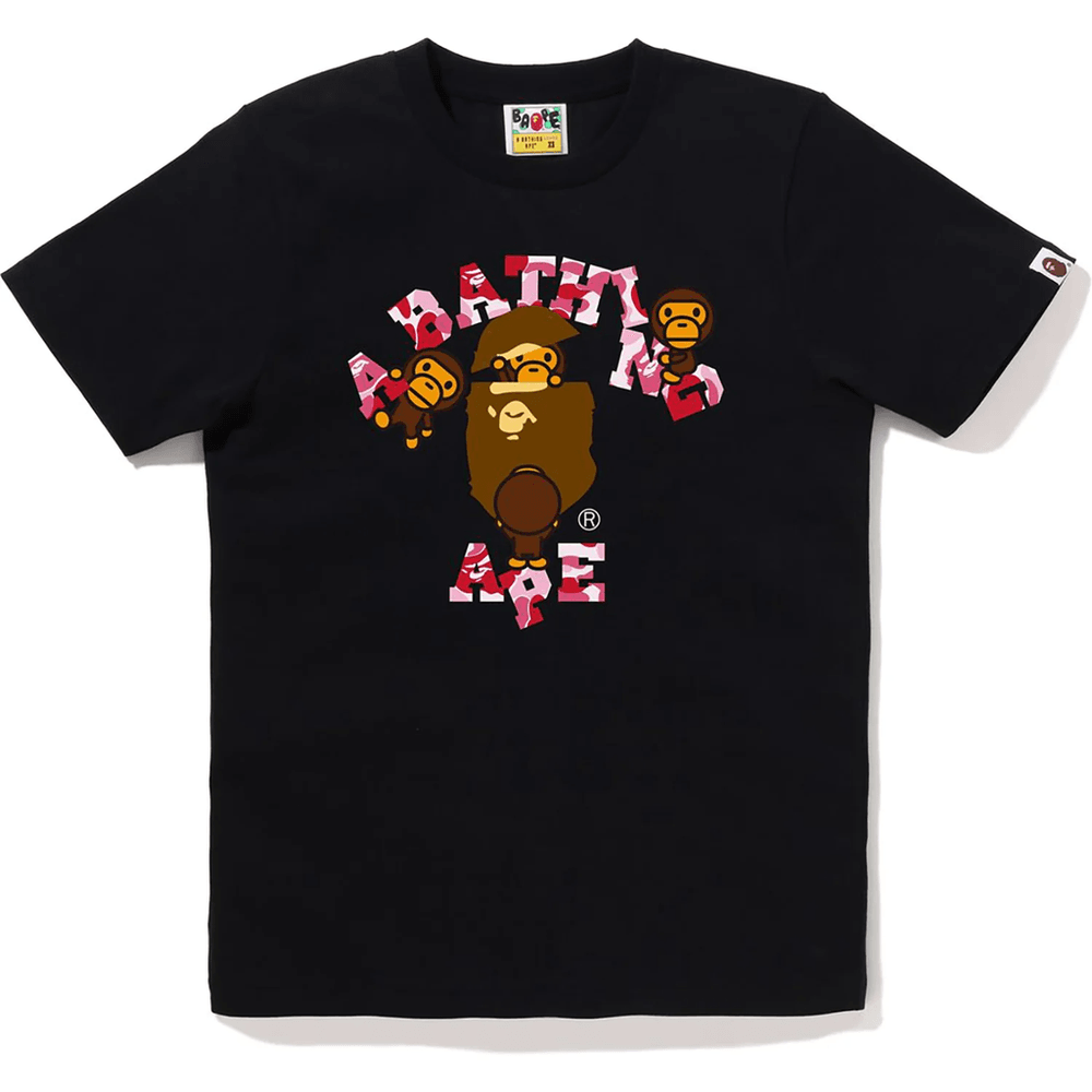 Bape ABC CAMO COLLEGE MILO TEE LADIES Black X Pink