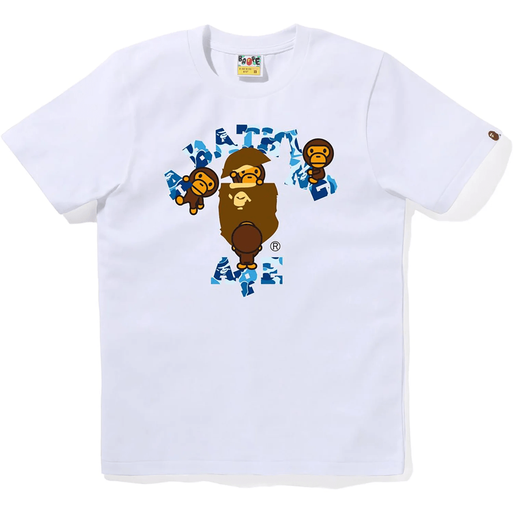 Bape ABC CAMO COLLEGE MILO TEE LADIES White X Blue