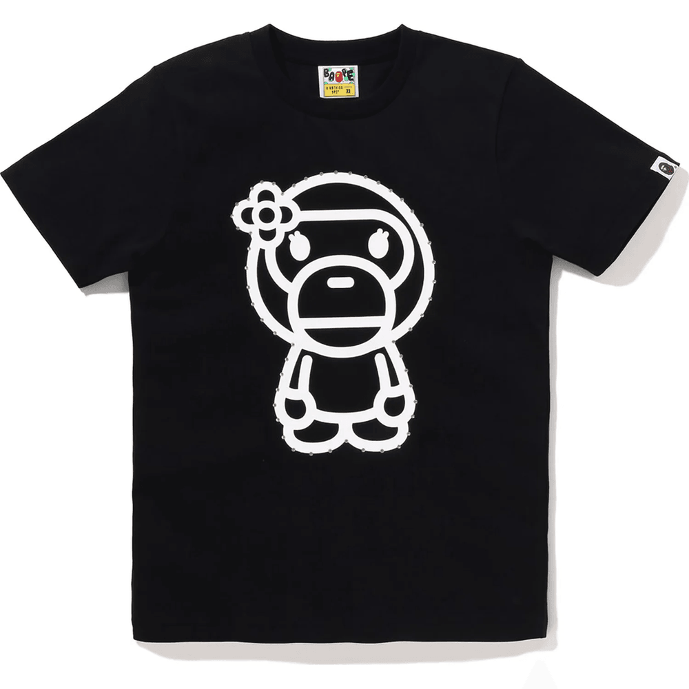 Bape Crystal Stone Big Baby Lisa T-shirt Dames Zwart
