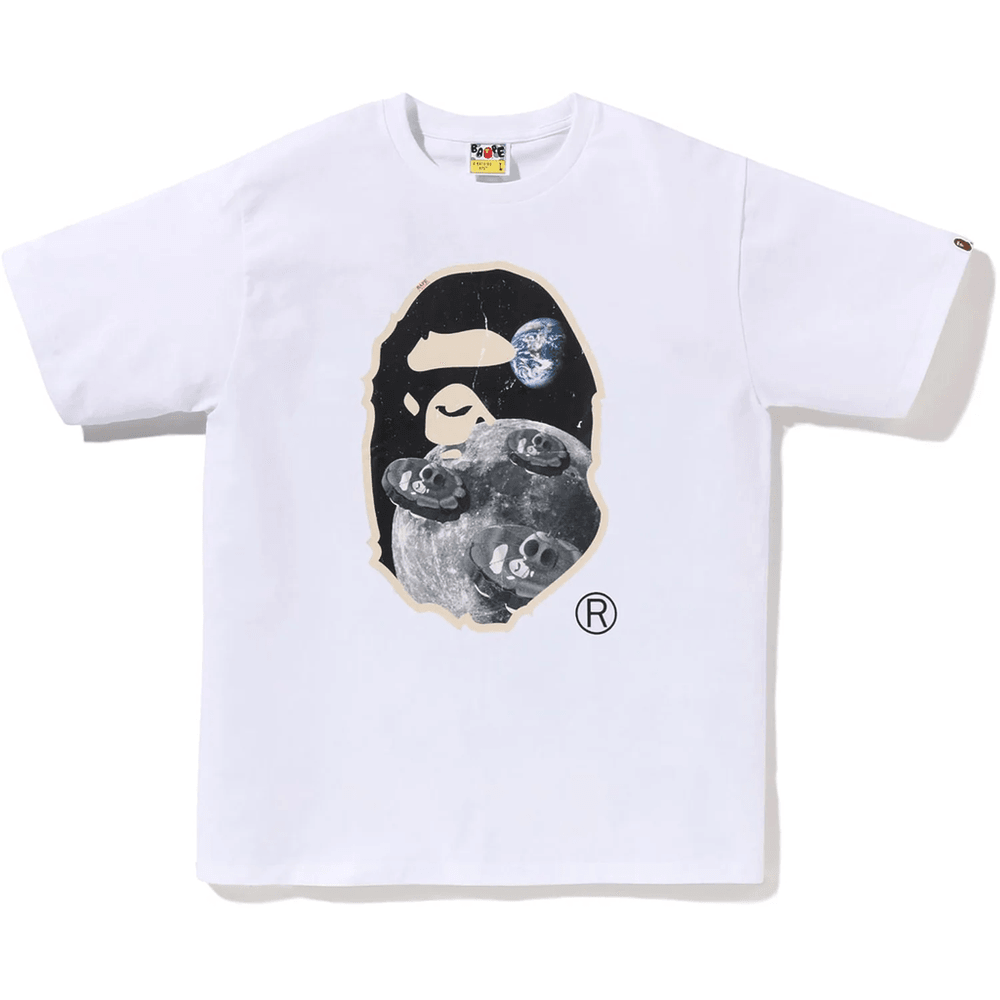 Bape MOON APE HEAD OLD PHOTO TEE MENS White