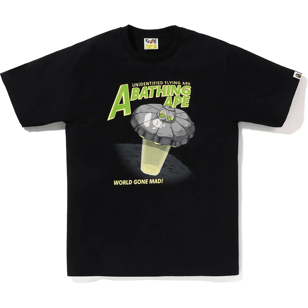 Bape APE HEAD UFO ON MOON TEE MENS Black
