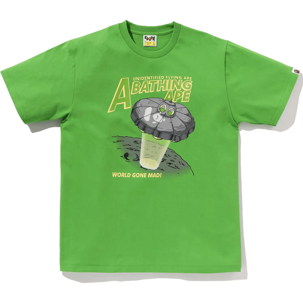 Bape APE HEAD UFO ON MOON TEE MENS Green