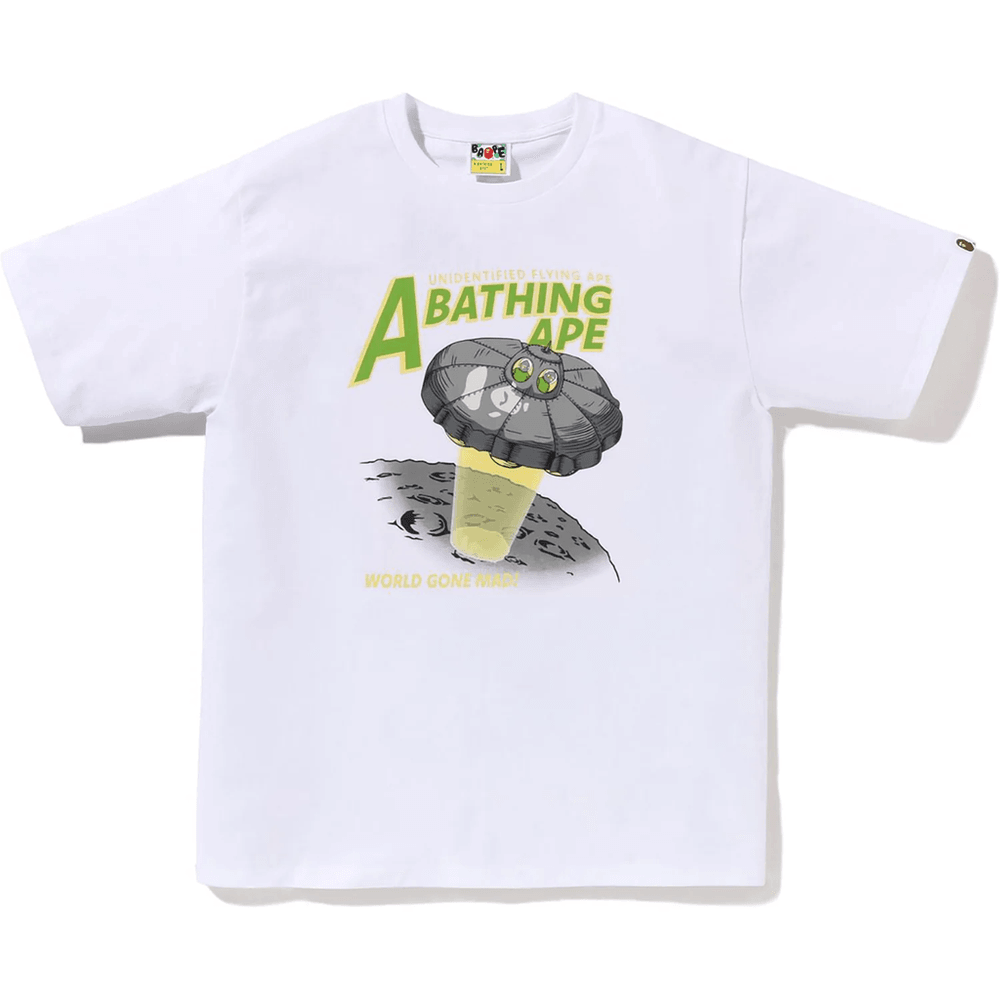 Bape APE HEAD UFO ON MOON TEE MENS White