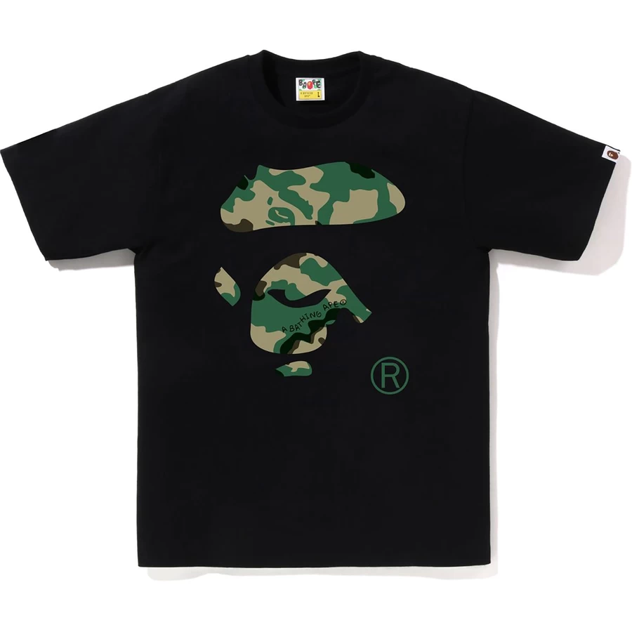 Bape WOODLAND CAMO APE FACE TEE MENS