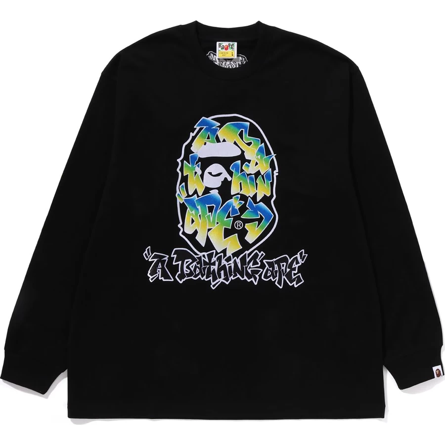 Bape Gradient Aphuvud överdimensionerad Långärmad T-shirt Herr