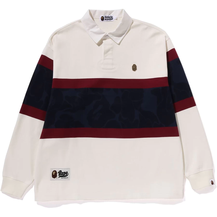Bape Metal One Point Bape L/s Färgblockerande Rugbypolo Herr