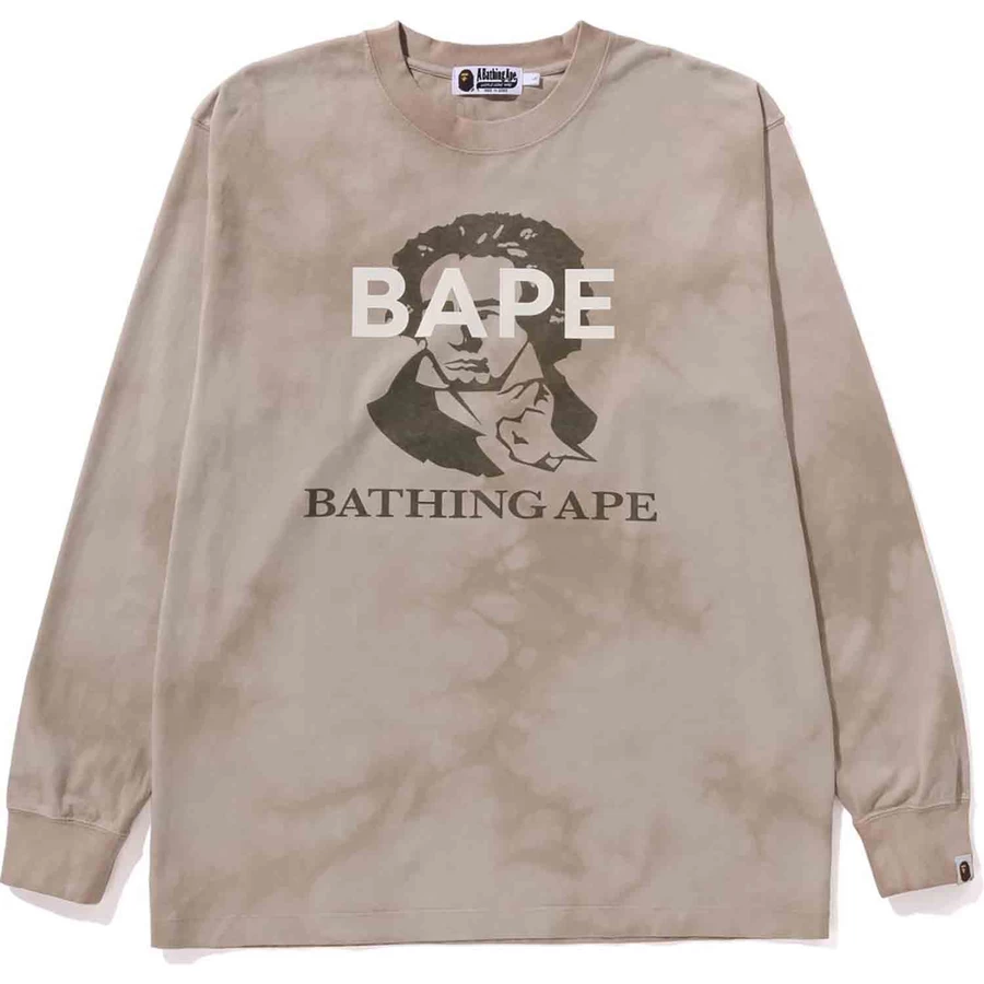 Bape Tie Dye Bad Ape L/s Tee Relaxed Fit Herr