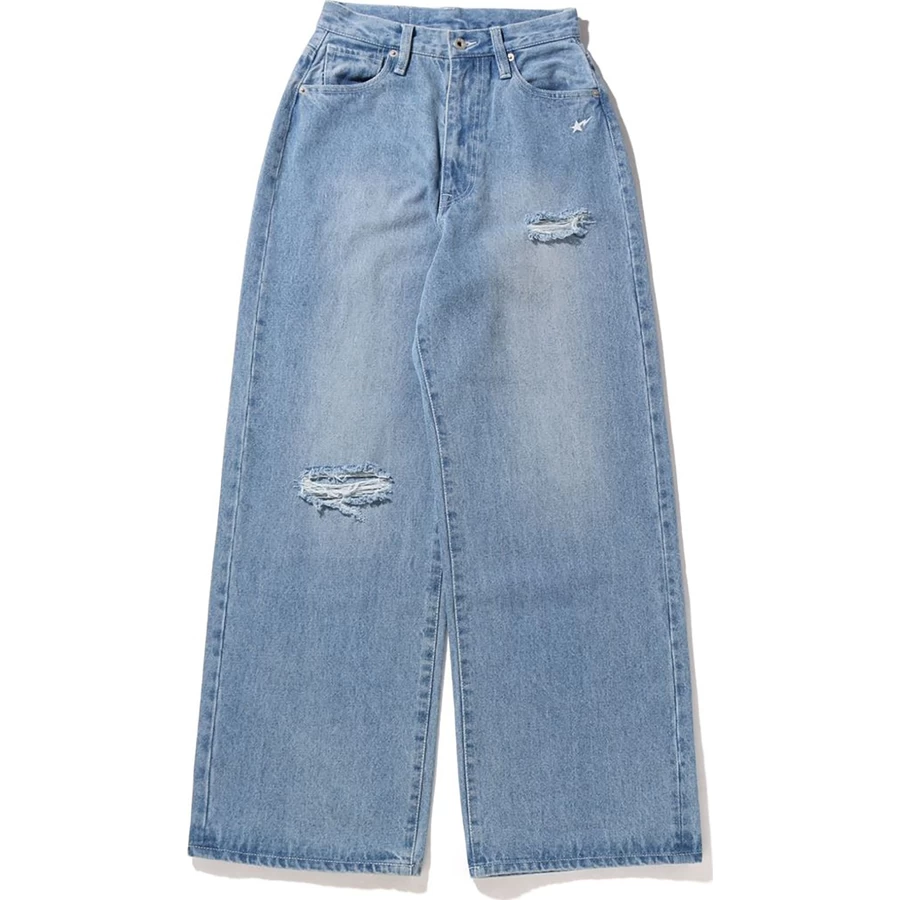 Bape Skadet Highwaist Brede Dongeribukser Damer