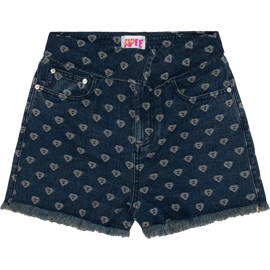Bape APEE BITE FLIP PATTERN DENIM SHORTS #2 LADIES