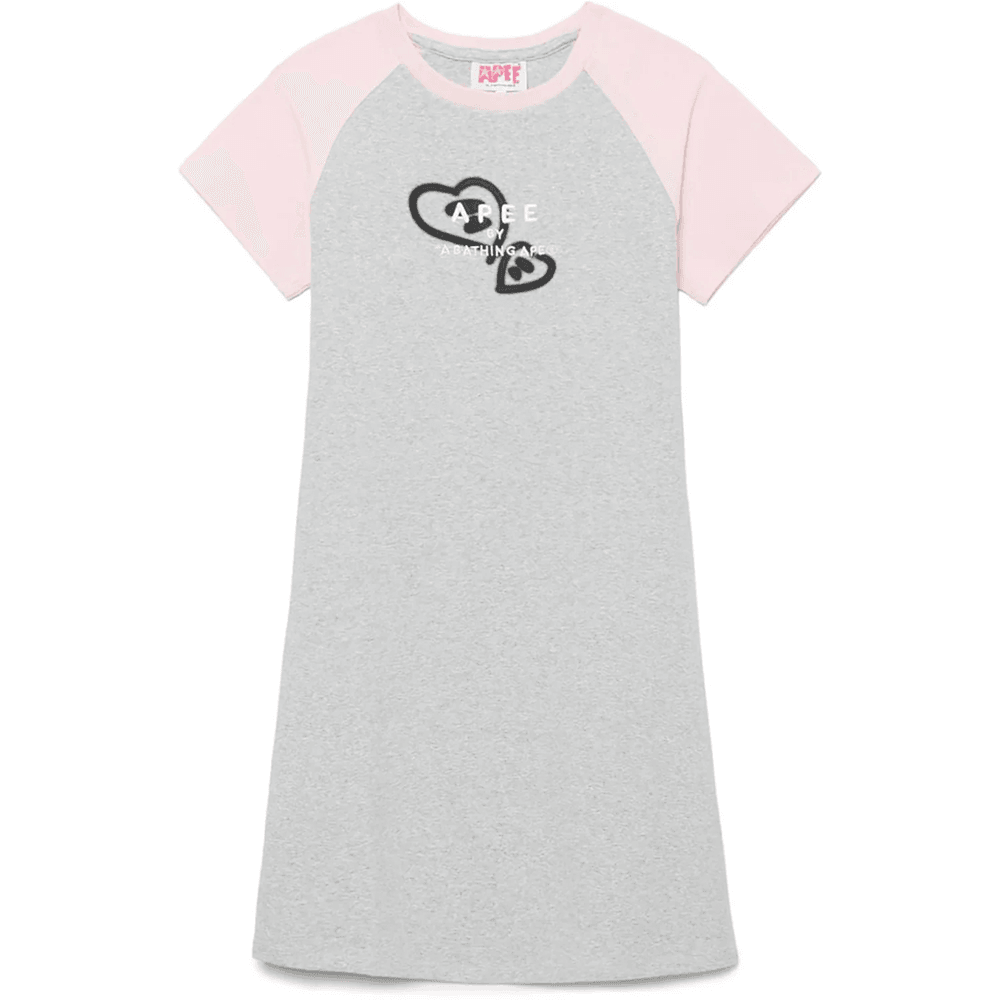 Bape GRAPHIC RAGLAN MINIDRESS LADIES Gray