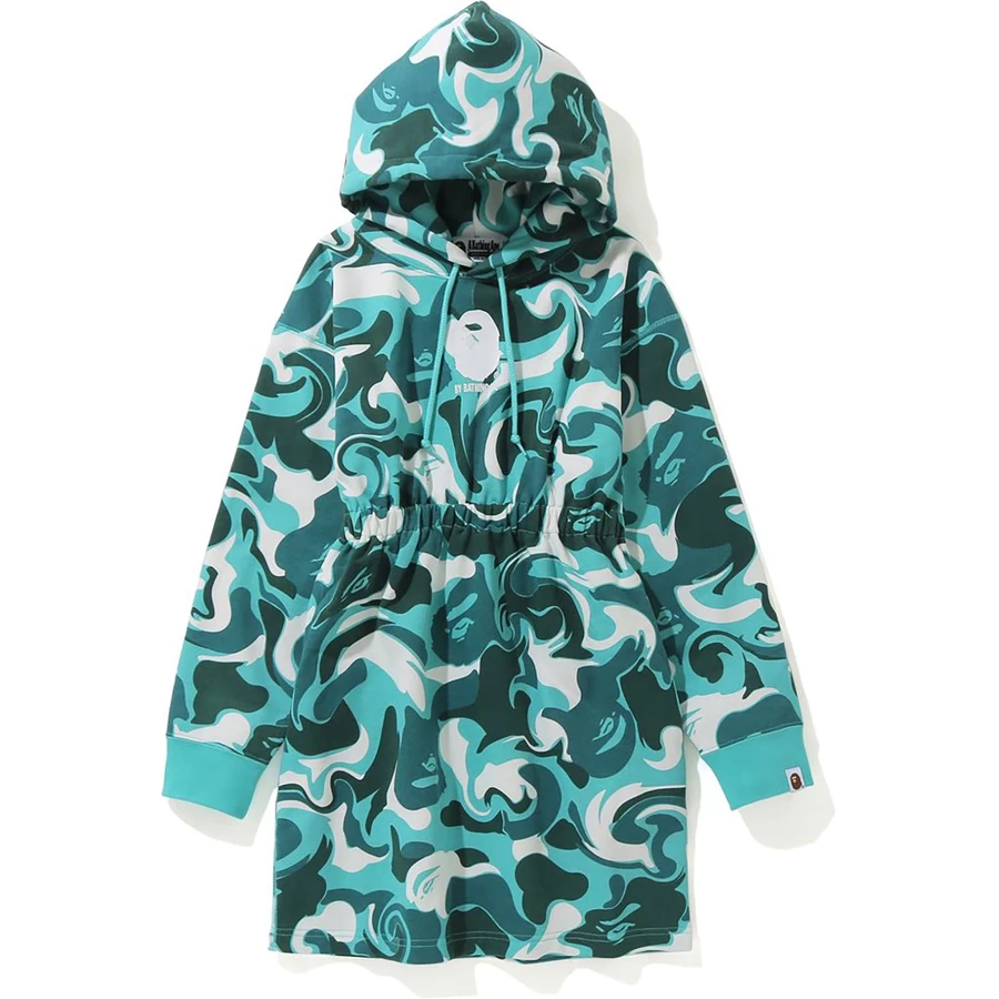 Bape MARBLE CAMO SHIRRED WAIST PULLOVER HOODIE ONEPIECE LADIES