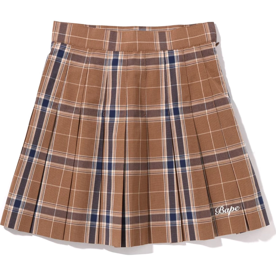 Bape BAPE EMBROIDERY CHECK PLEATED SKIRT LADIES