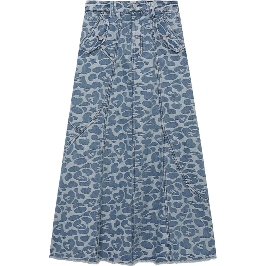Bape APEE PATTERN DENIM LONG SKIRT LADIES