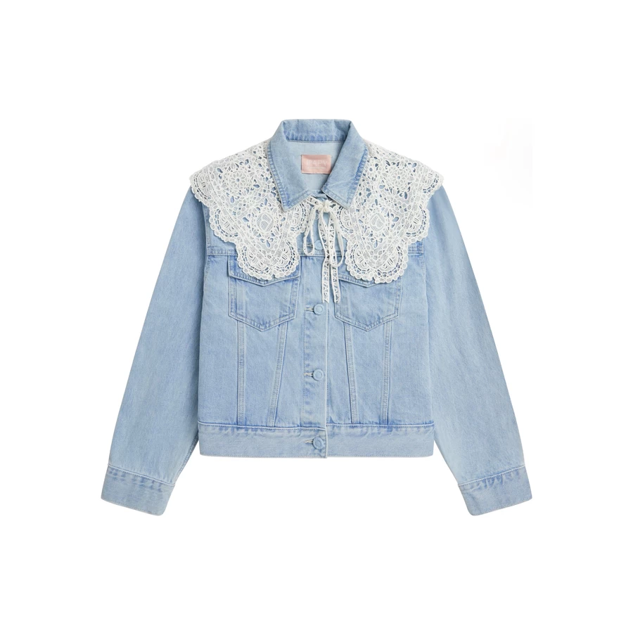 Bape BAPY LACE-PATCHED DENIM JACKET LADIES