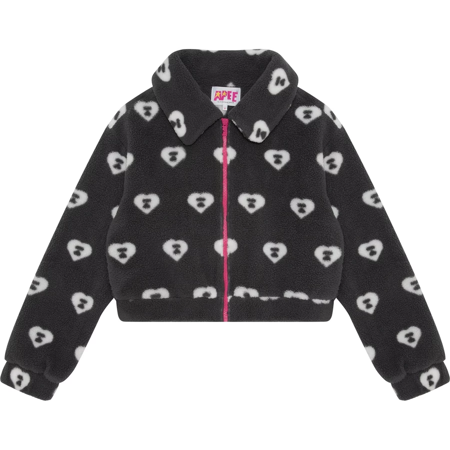 Bape APEE PATTERN SHERPA FLEECE HOODIE JACKET LADIES