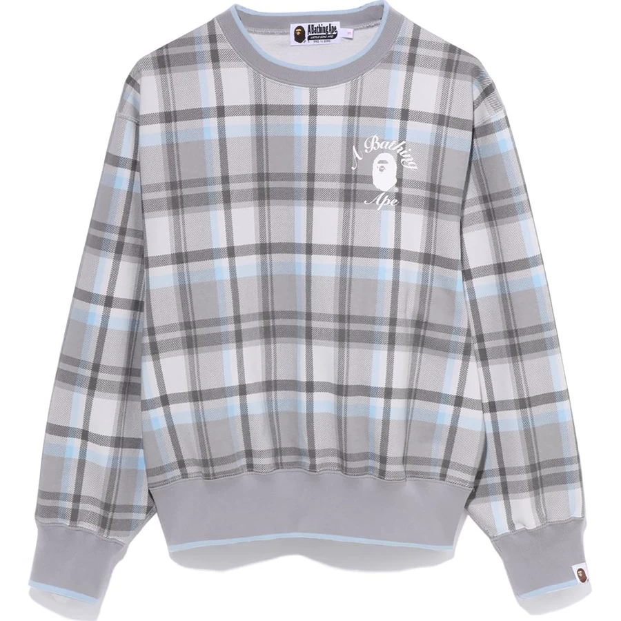 Bape BAPE CHECK WIDE FIT CREWNECK LADIES