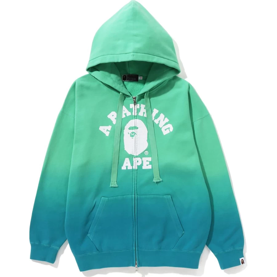 Bape COLLEGE GRADATION OVERSIZED ZIP HOODIE LADIES