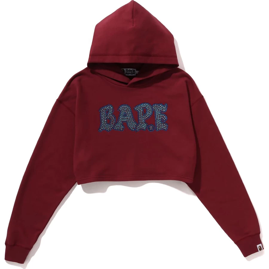 Bape CRYSTAL STONE BAPE CROPPED PULLOVER HOODIE LADIES