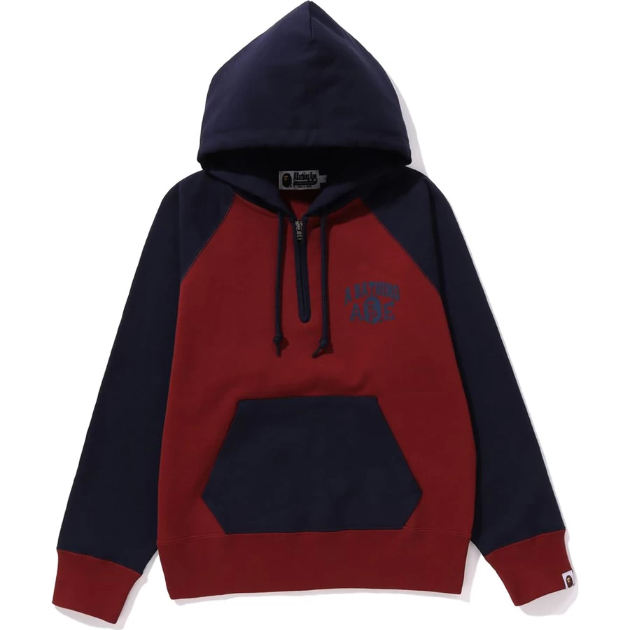 Bape A BATHING APE HALF ZIP PULLOVER HOODIE L WIDE LADIES