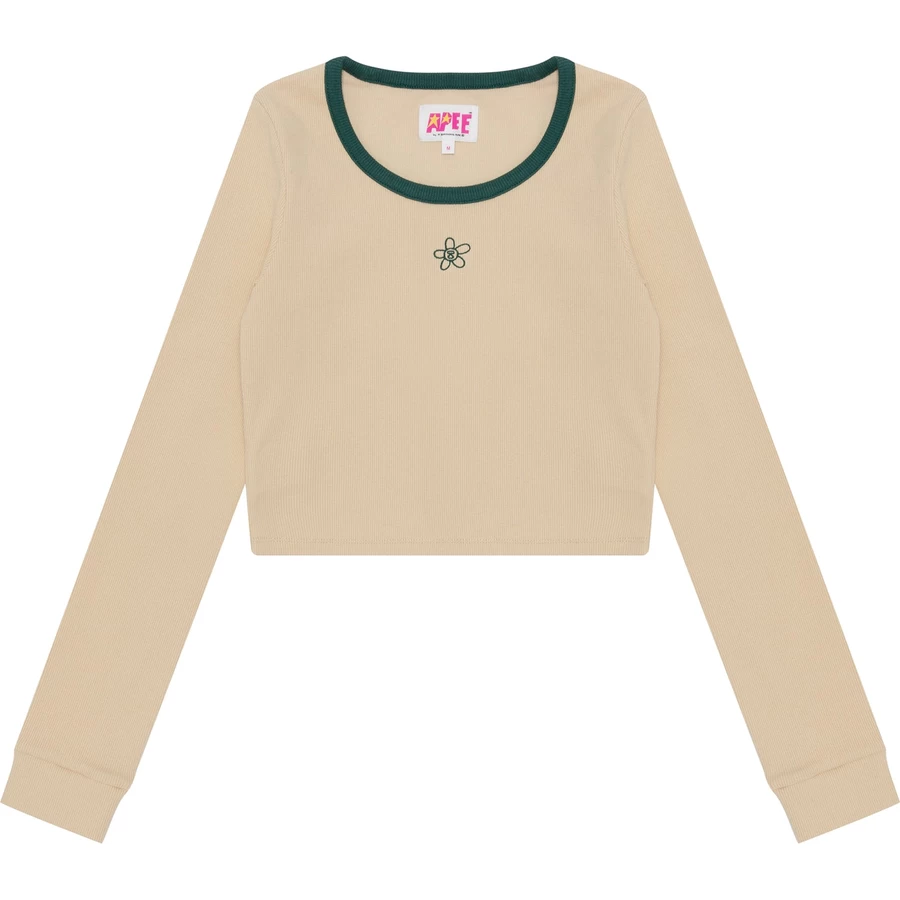 Bape APEE RIBBED TOP WITH COLOR MIXED COLLAR LADIES